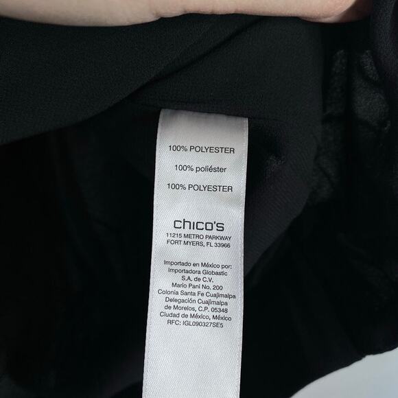 CHICOS Beaded Bomber Jacket Black Zipper Hexagon Rhinestones Size 1 Women's 8 - Picture 7 of 8